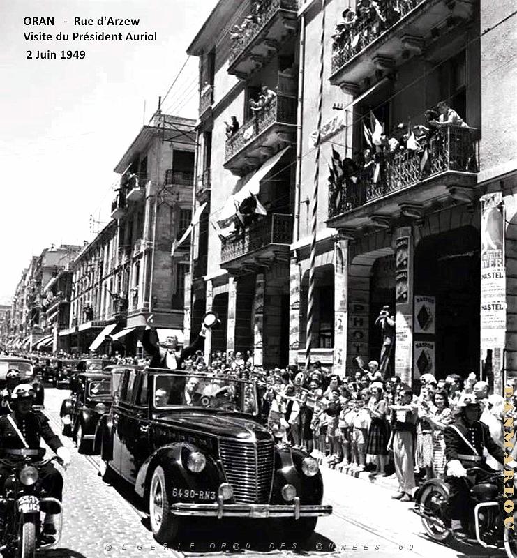 Oran - Rue d'Arzew - Visite du President Auriol - 2 Juin 1949.jpg